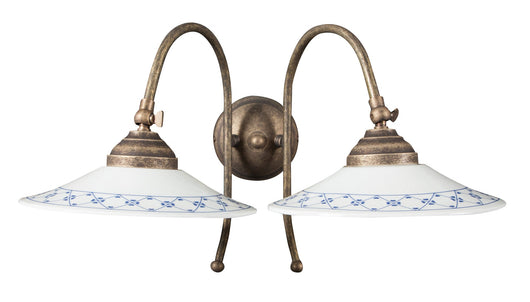 Biscottini Lampada applique a muro style Country in fusione di ottone invecchiato L42XPR28XH26 cm Made in Italy