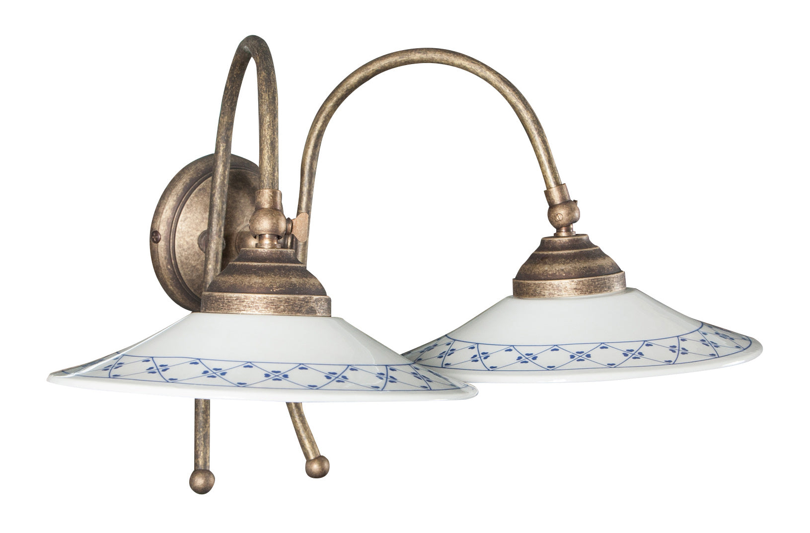 Biscottini Lampada applique a muro style Country in fusione di ottone invecchiato L42XPR28XH26 cm Made in Italy