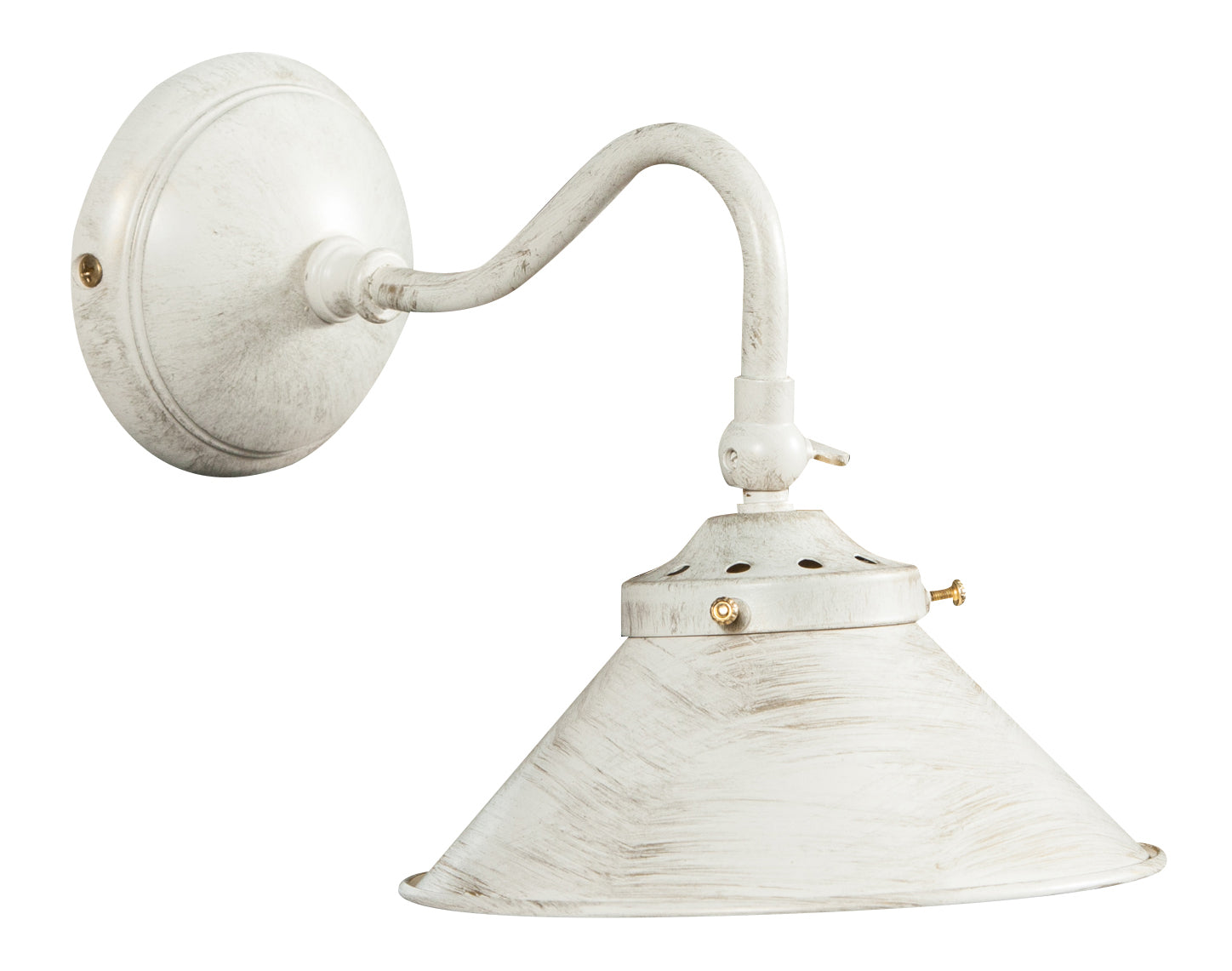 Biscottini Lampada applique a muro style Country in fusione di ottone patinato in bianco invecchiato L25XPR16XH17 cm Made in Italy