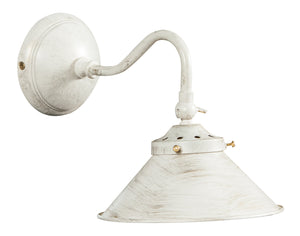 Biscottini Lampada applique a muro style Country in fusione di ottone patinato in bianco invecchiato L25XPR16XH17 cm Made in Italy
