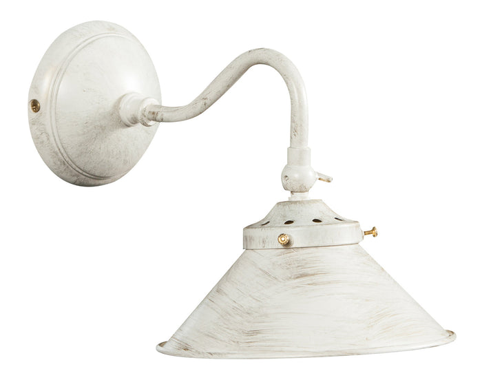 Biscottini Lampada applique a muro style Country in fusione di ottone patinato in bianco invecchiato L25XPR16XH17 cm Made in Italy