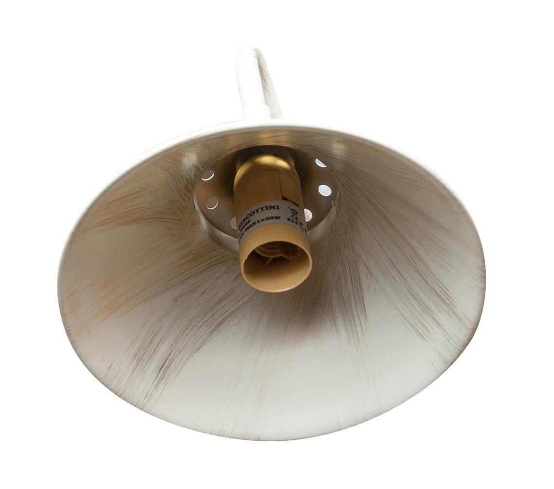 Biscottini Lampada applique a muro style Country in fusione di ottone patinato in bianco invecchiato L25XPR16XH17 cm Made in Italy