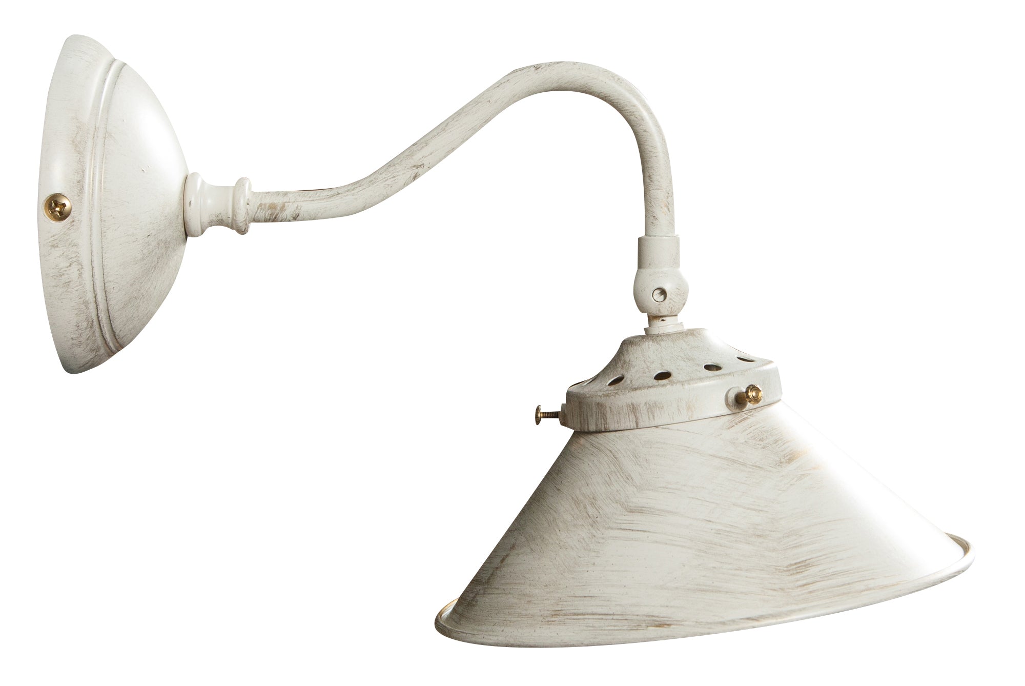 Biscottini Lampada applique a muro style Country in fusione di ottone patinato in bianco invecchiato L25XPR16XH17 cm Made in Italy