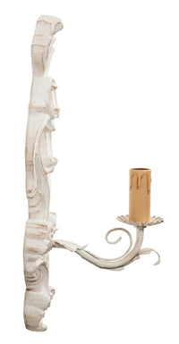 Biscottini Lampada Applique Shabby in legno e ferro finitura bianco anticato Made In Italy