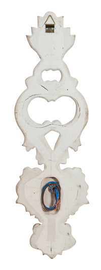 Biscottini Lampada Applique Shabby in legno e ferro finitura bianco anticato Made In Italy