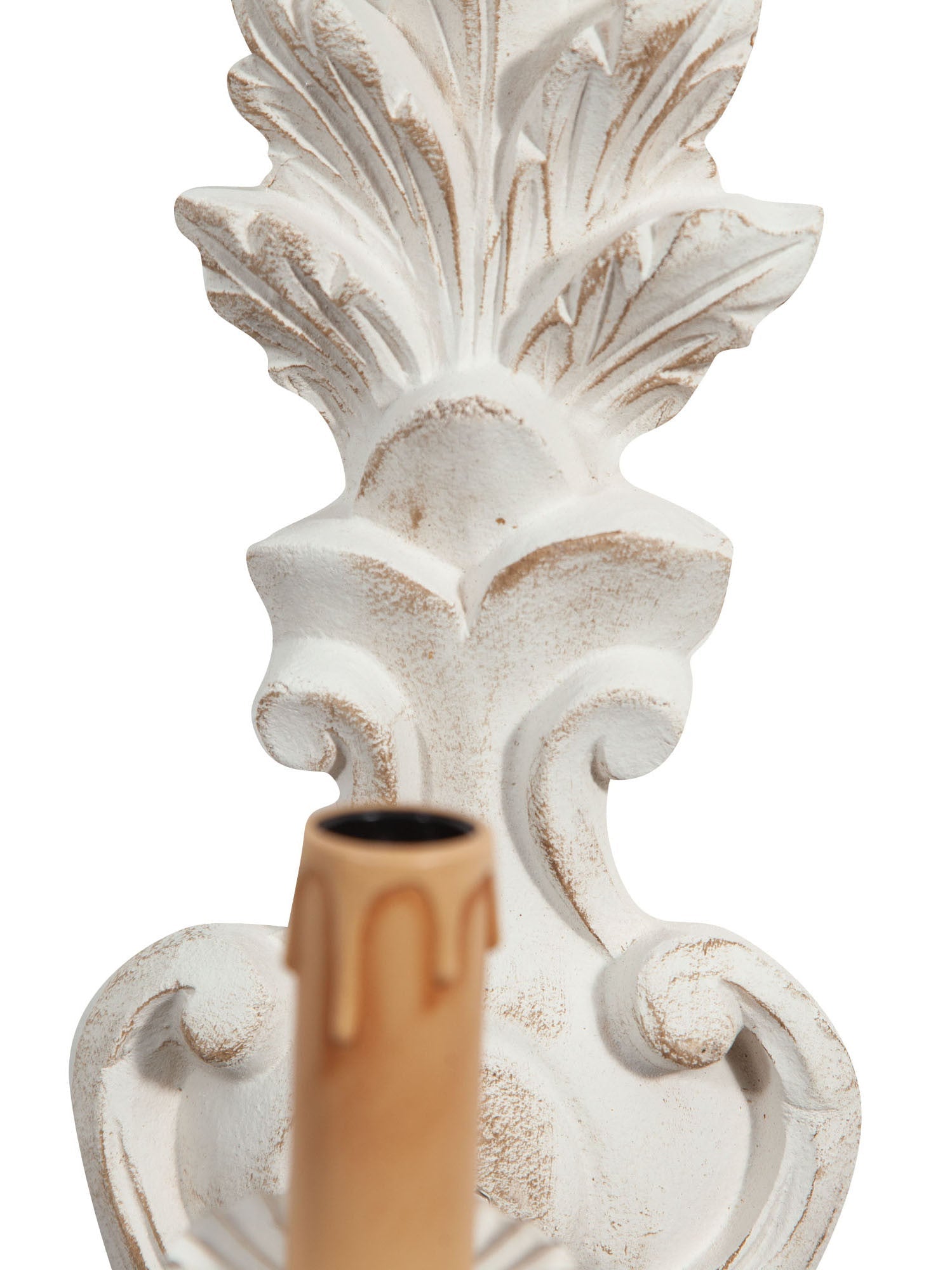 Biscottini Lampada Applique Shabby in legno e ferro finitura bianco anticato Made In Italy