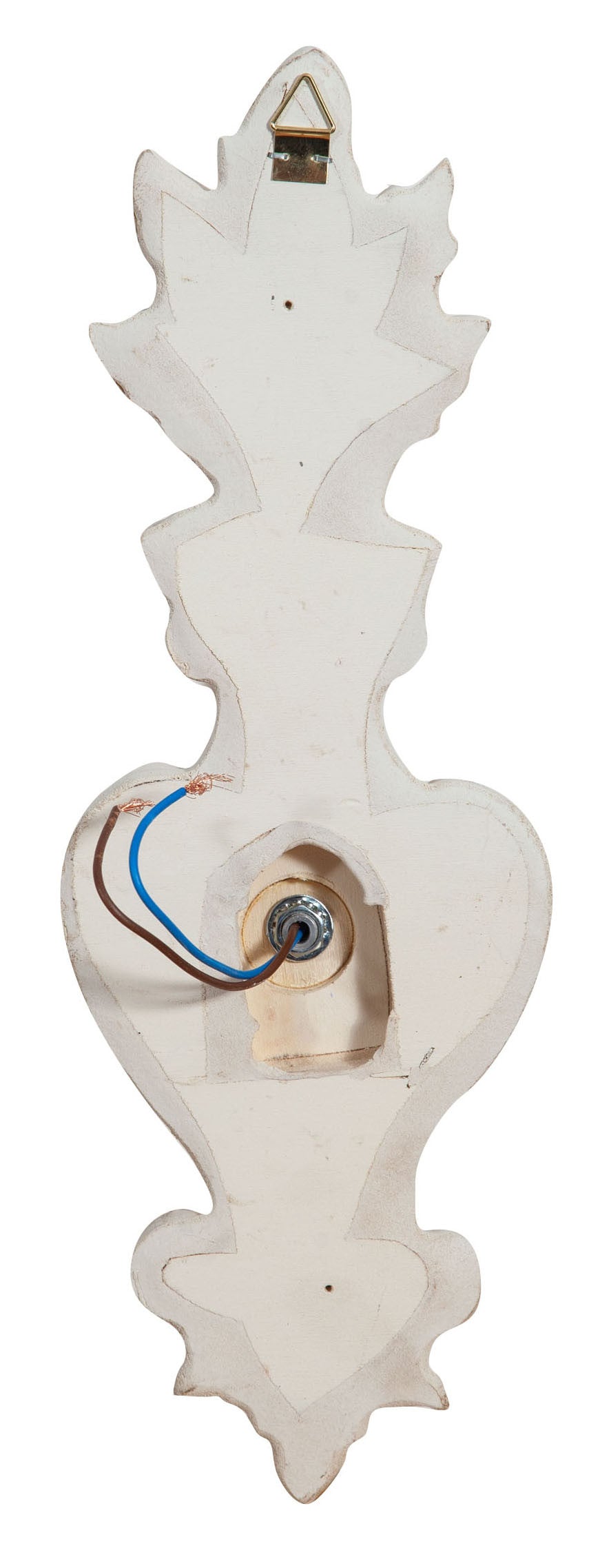 Biscottini Lampada Applique Shabby in legno e ferro finitura bianco anticato Made In Italy