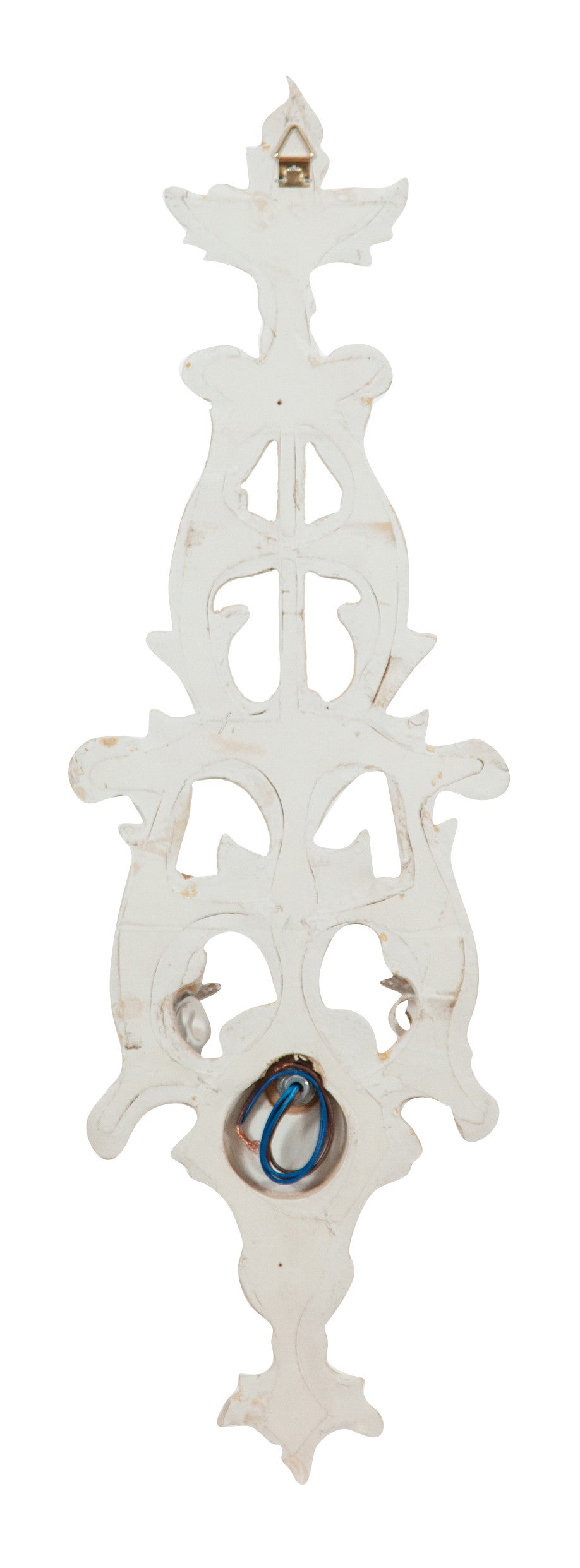 Biscottini Lampada Applique Shabby in legno e ferro finitura bianco anticato Made In Italy