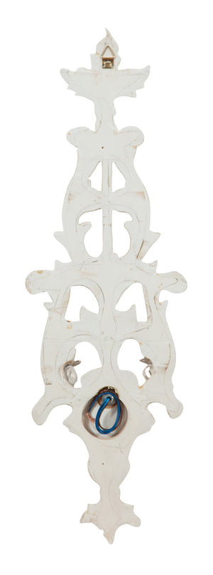 Biscottini Lampada Applique Shabby in legno e ferro finitura bianco anticato Made In Italy