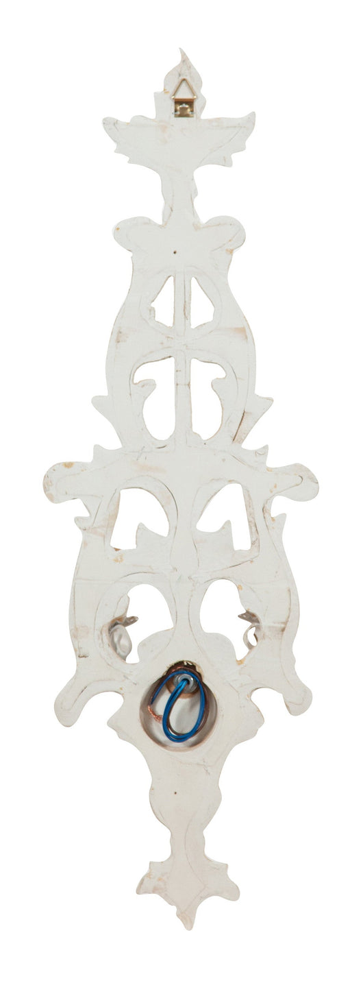 Biscottini Lampada Applique Shabby in legno e ferro finitura bianco anticato Made In Italy