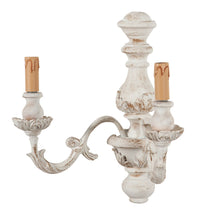 Biscottini Lampada Applique Shabby in legno e ferro finitura bianco anticato Made In Italy