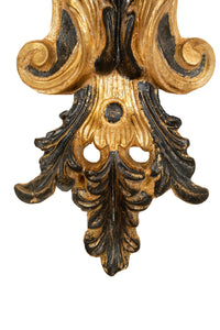 Biscottini Lampada Applique Shabby in legno e ferro finitura foglia oro anticato e nero Made In Italy