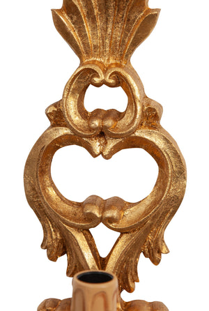 Biscottini Lampada Applique Shabby in legno e ferro finitura foglia oro anticato Made In Italy