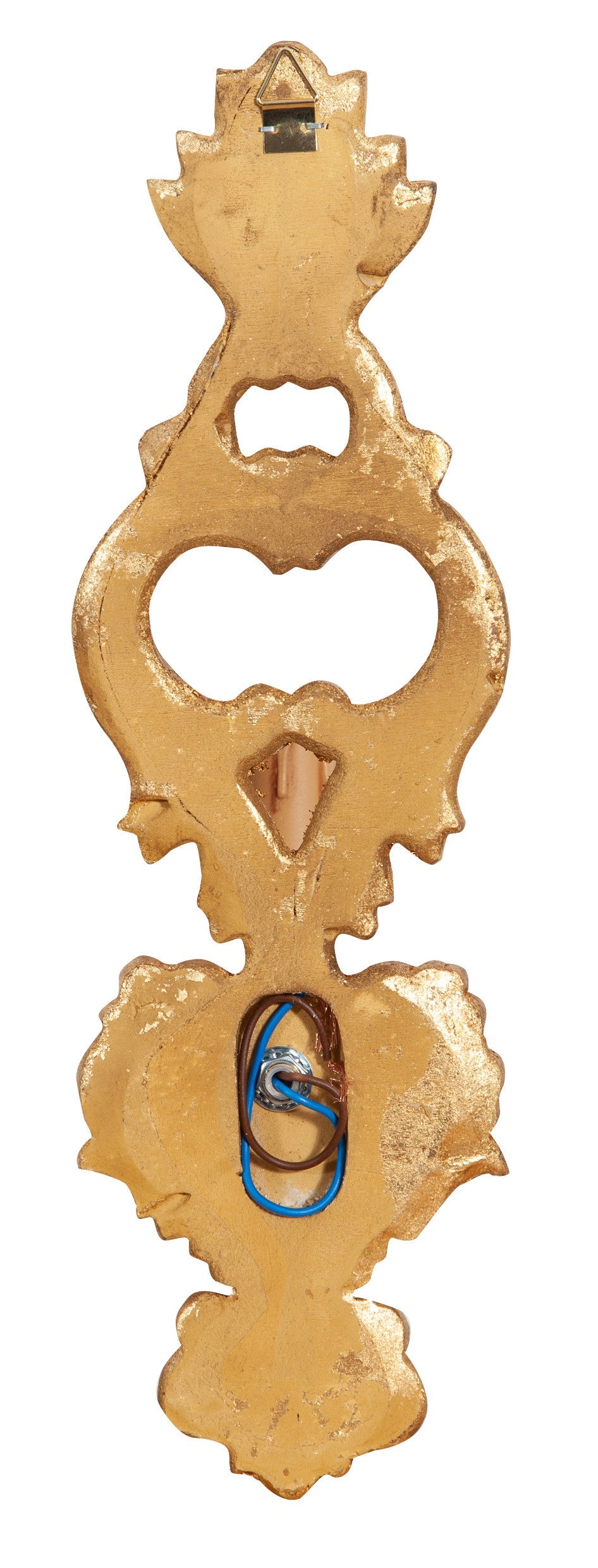 Biscottini Lampada Applique Shabby in legno e ferro finitura foglia oro anticato Made In Italy