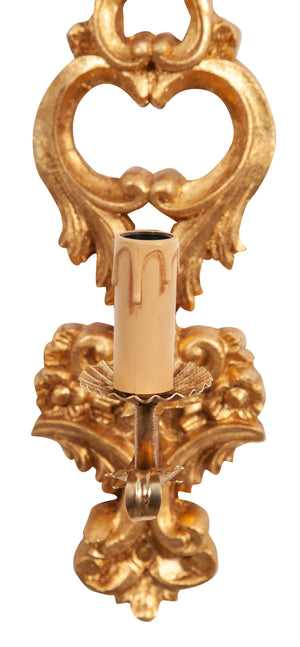 Biscottini Lampada Applique Shabby in legno e ferro finitura foglia oro anticato Made In Italy