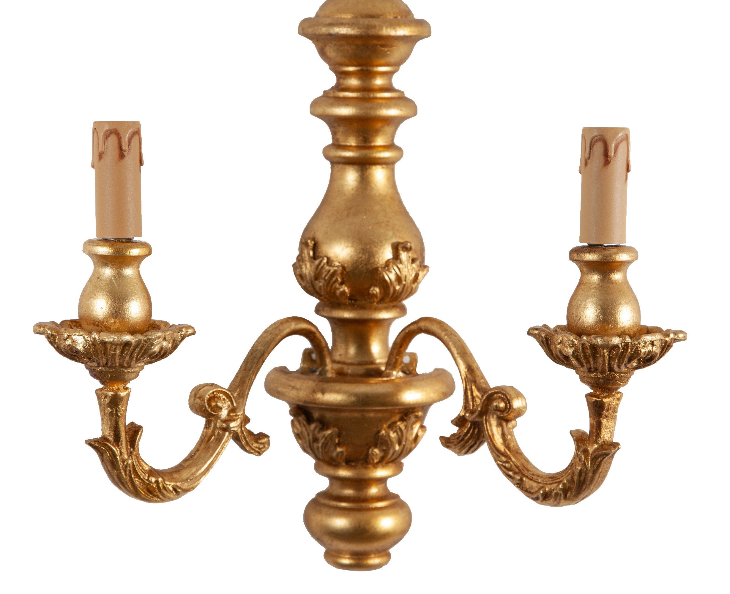 Biscottini Lampada Applique Shabby in legno e ferro finitura foglia oro anticato Made In Italy