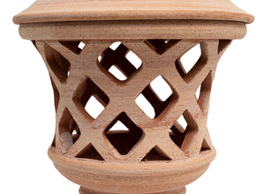 Biscottini Lanterna Terracotta 100% made in Italy interamente lavorata a mano al tornio Porta candele per la casa L30XPR30XH46 CM