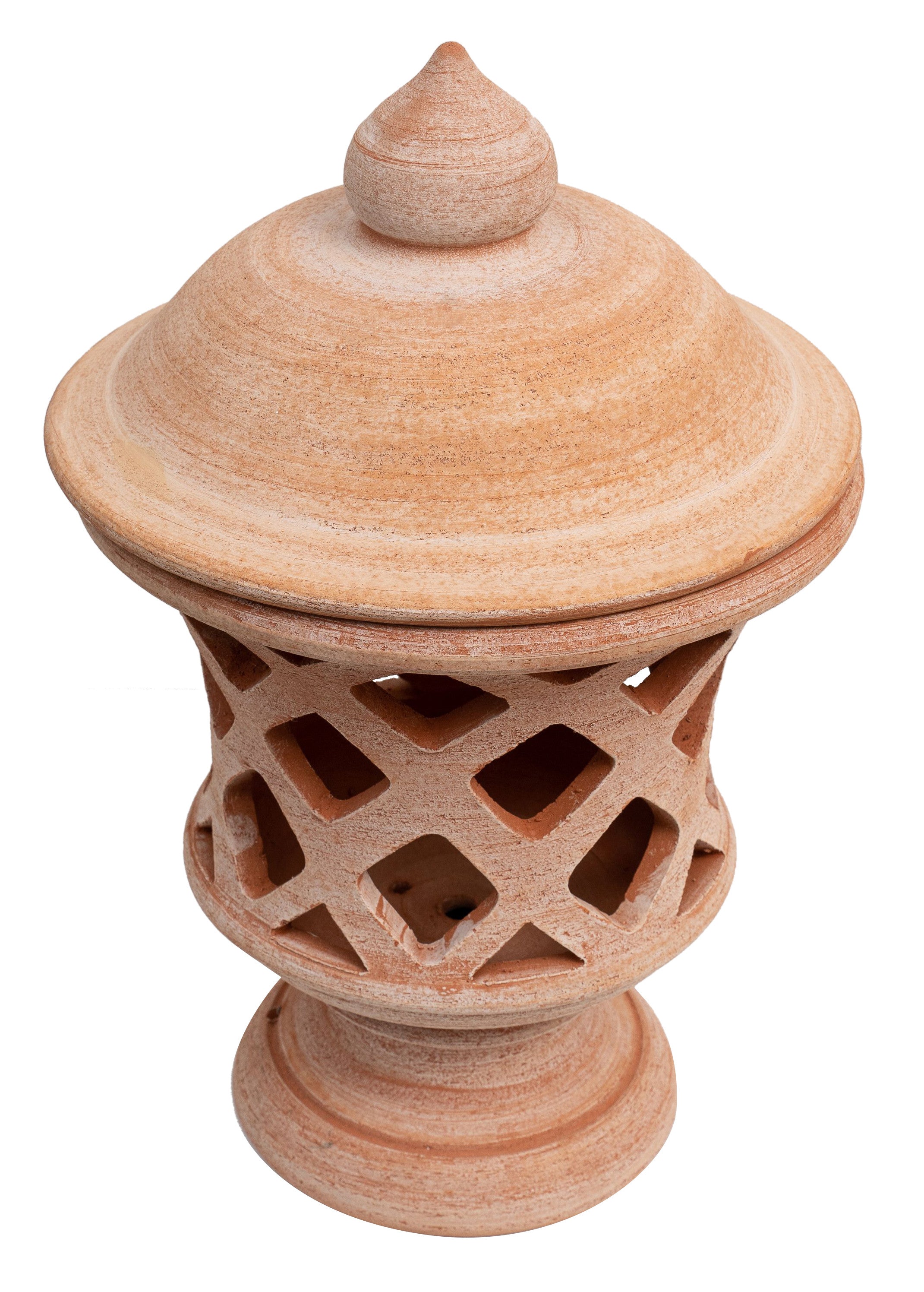 Biscottini Lanterna Terracotta 100% made in Italy interamente lavorata a mano al tornio Portacandele per la casa L35XPR35XH55 CM
