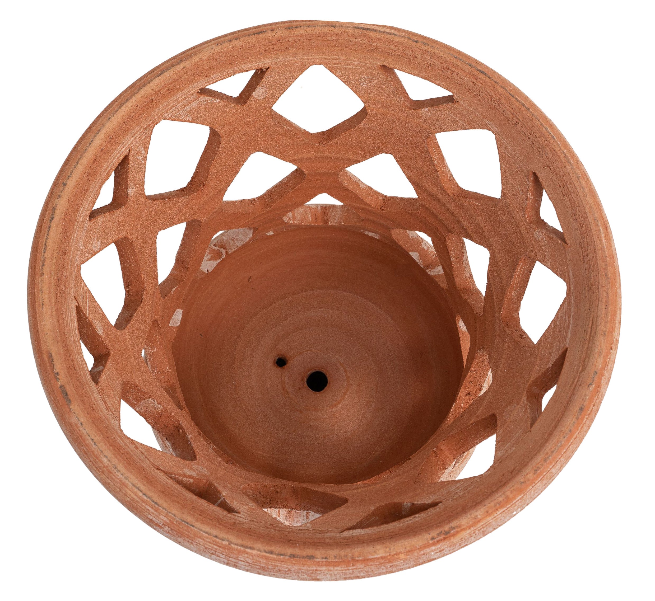 Biscottini Lanterna Terracotta 100% made in Italy interamente lavorata a mano al tornio Portacandele per la casa L35XPR35XH55 CM