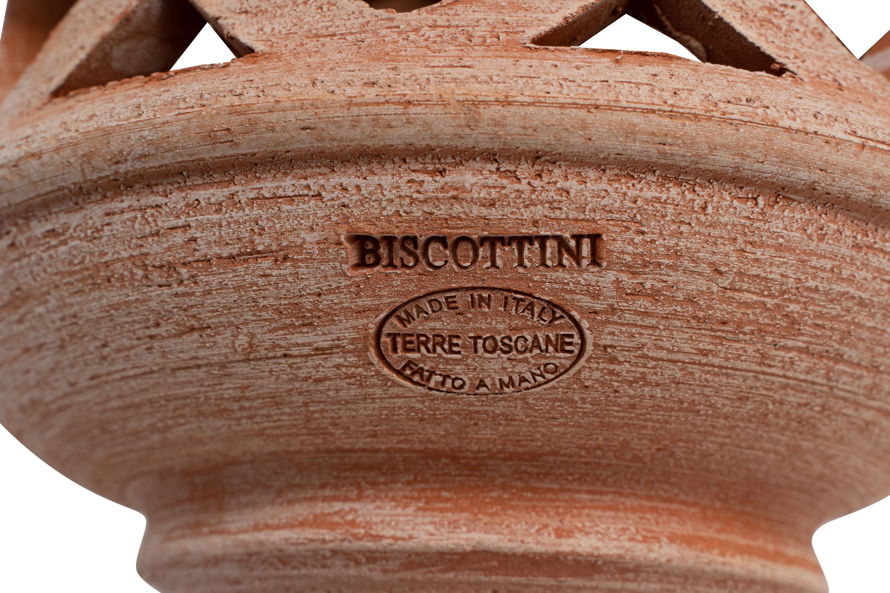 Biscottini Lanterna Terracotta 100% made in Italy interamente lavorata a mano al tornio Portacandele per la casa L35XPR35XH55 CM