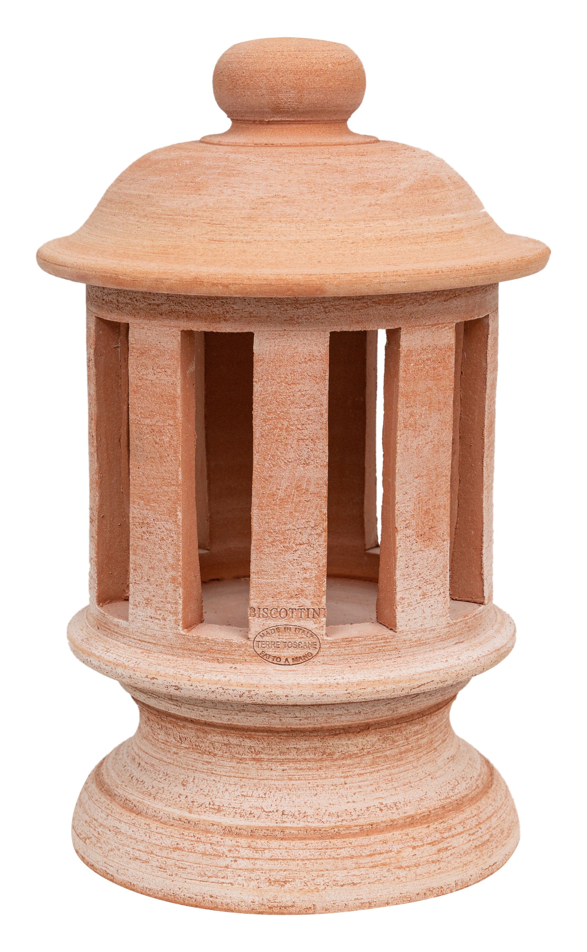 Biscottini Lanterna Terracotta 100% made in Italy interamente lavorato a mano al tornio. Porta candele per la casa L26XPR26XH45 CM
