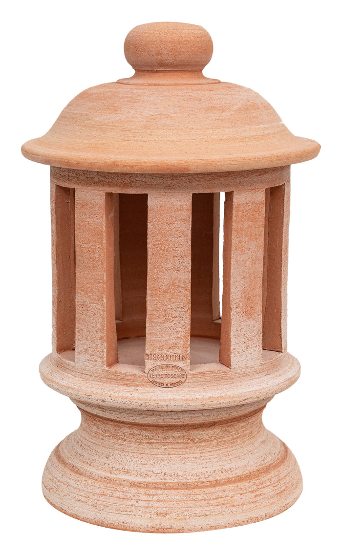 Biscottini Lanterna Terracotta 100% made in Italy interamente lavorato a mano al tornio. Porta candele per la casa L26XPR26XH45 CM