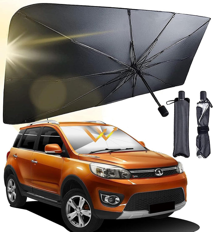 Ombrello Parasole Tendina 2IN1 Universale Per Auto Parabrezza Pieghevole Protezione Raggi UV 140x70
