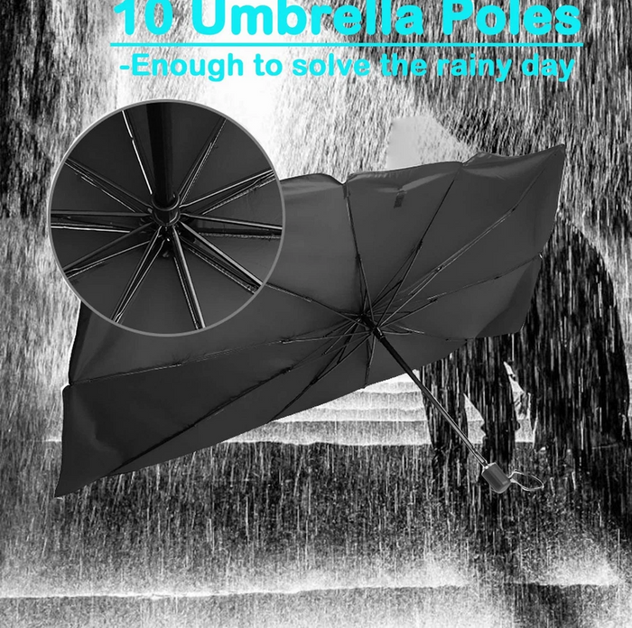 Ombrello Parasole Tendina 2IN1 Universale Per Auto Parabrezza Pieghevole Protezione Raggi UV 140x70
