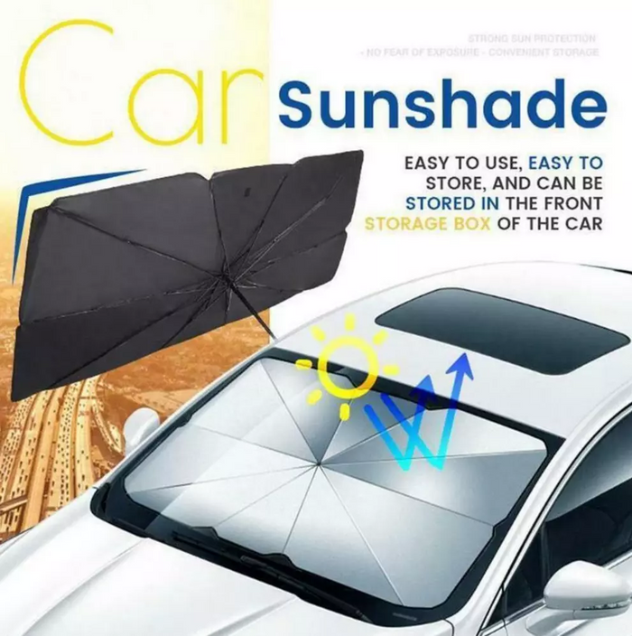 Ombrello Parasole Tendina 2IN1 Universale Per Auto Parabrezza Pieghevole Protezione Raggi UV 140x70