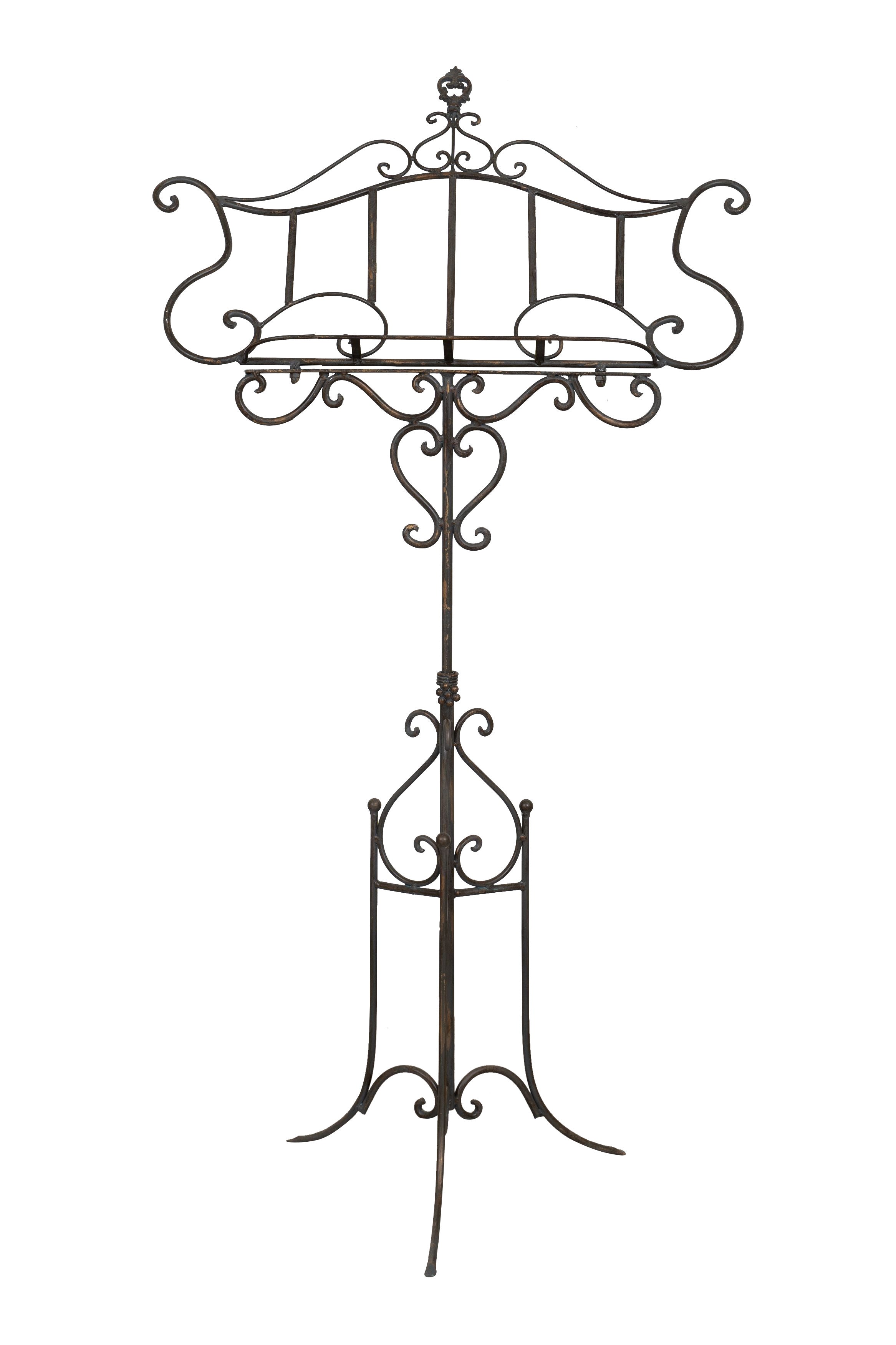 Biscottini Leggio da terra in ferro battuto pieno finitura anticata L85xPR46xH140 cm