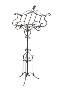 Biscottini Leggio da terra in ferro battuto pieno finitura anticata L85xPR50xH140 cm