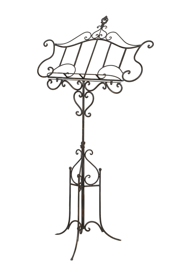 Biscottini Leggio da terra in ferro battuto pieno finitura anticata L85xPR50xH140 cm