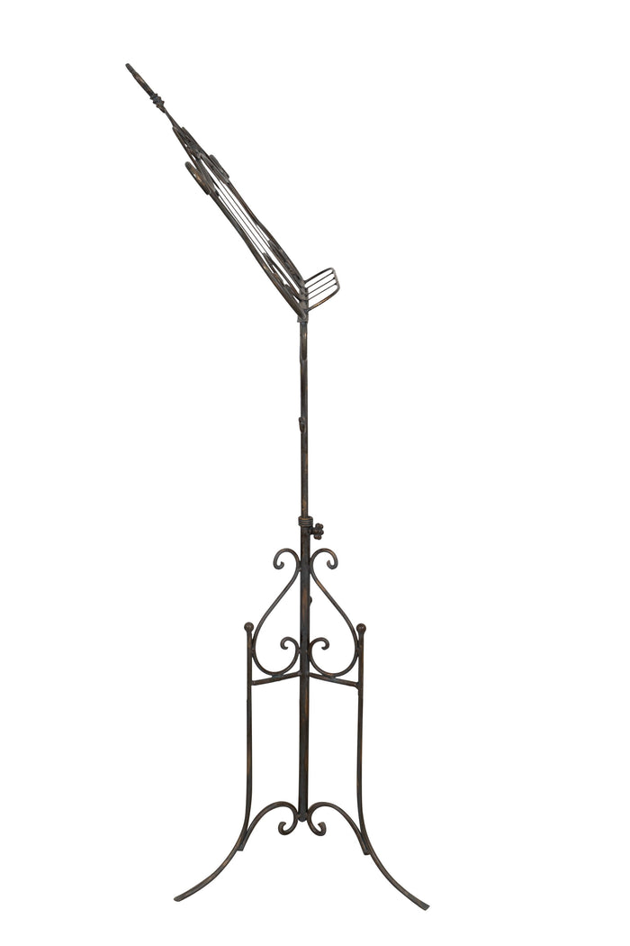 Biscottini Leggio da terra in ferro battuto pieno finitura anticata L85xPR50xH140 cm