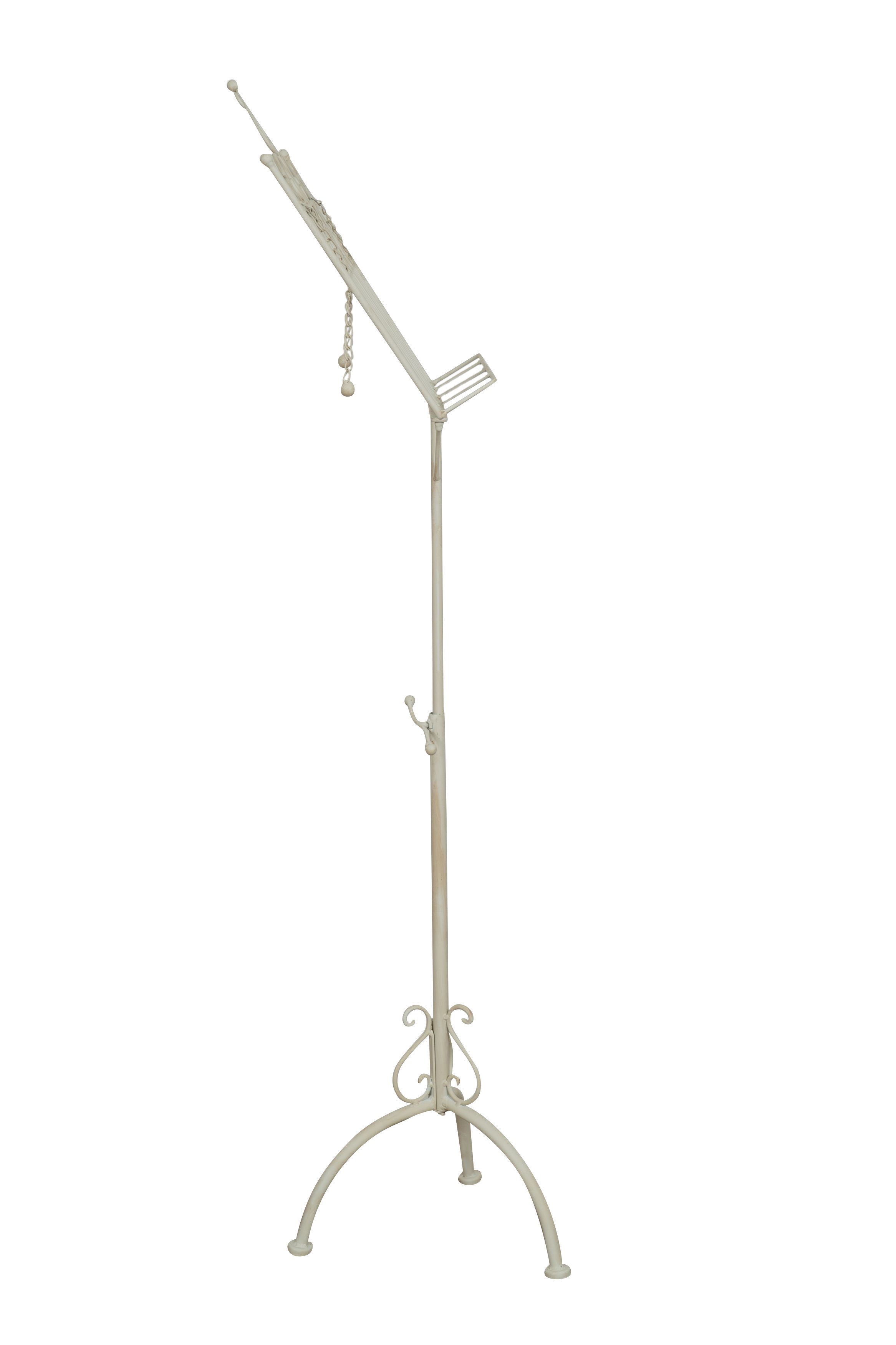 Biscottini Leggio da terra in ferro battuto pieno finitura bianca anticata L46xPR32xH139 cm