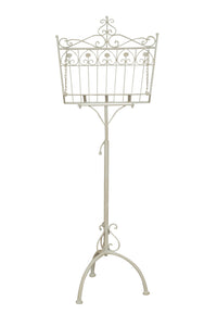 Biscottini Leggio da terra in ferro battuto pieno finitura bianca anticata L46xPR32xH139 cm