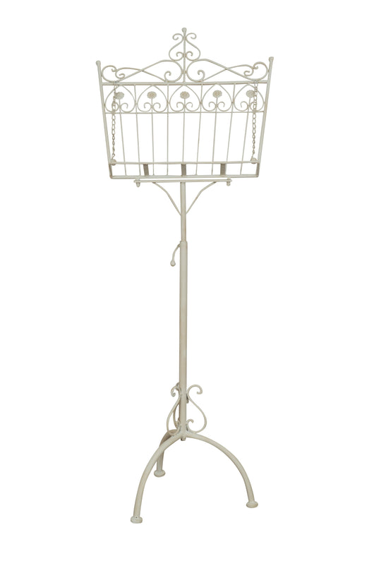 Biscottini Leggio da terra in ferro battuto pieno finitura bianca anticata L46xPR32xH139 cm