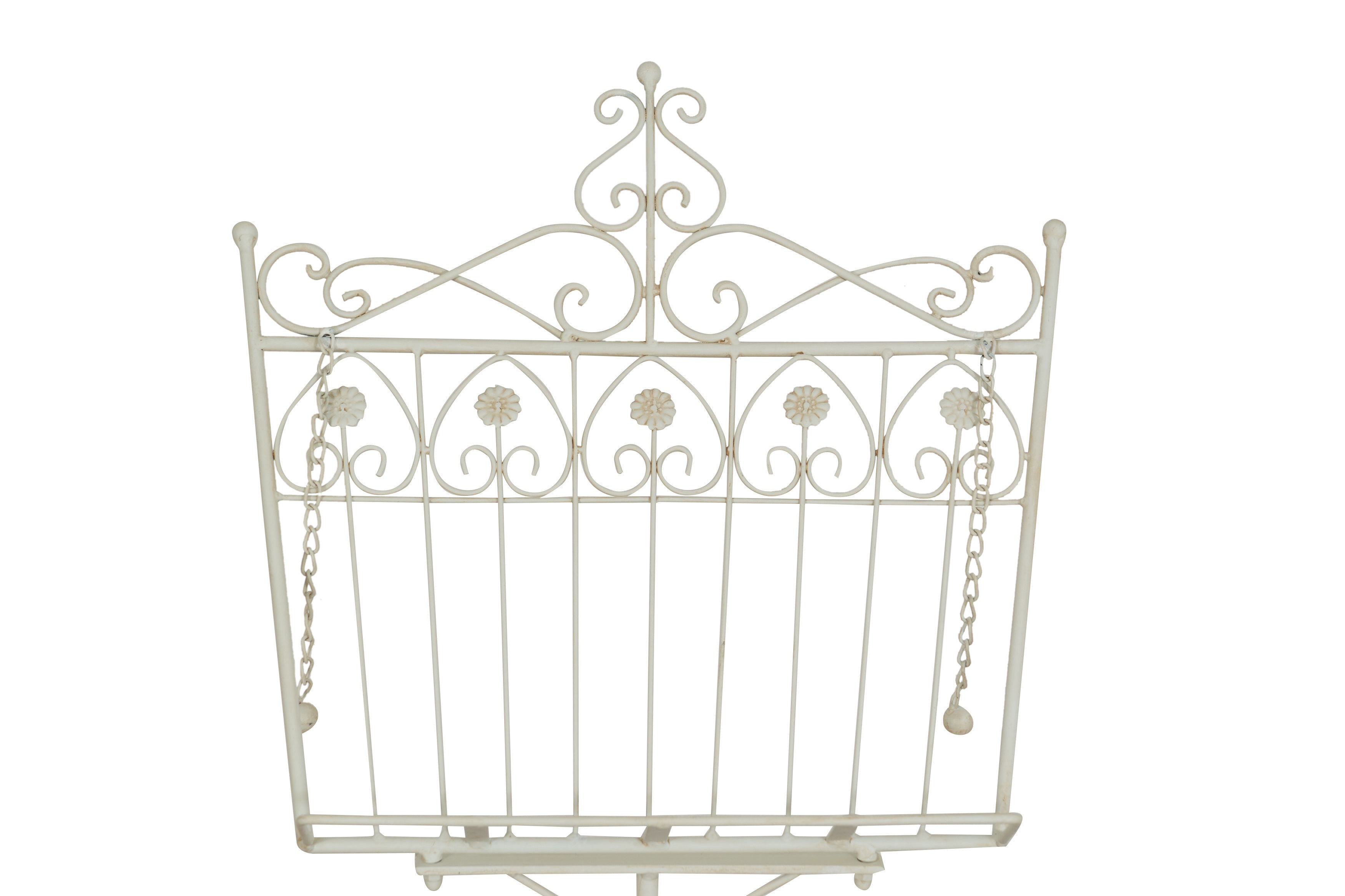 Biscottini Leggio da terra in ferro battuto pieno finitura bianca anticata L46xPR32xH139 cm