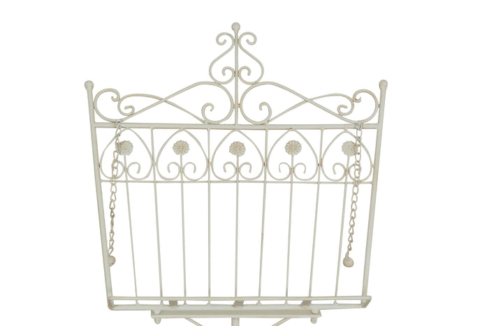 Biscottini Leggio da terra in ferro battuto pieno finitura bianca anticata L46xPR32xH139 cm