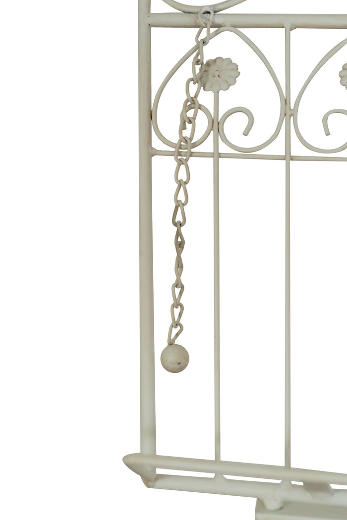 Biscottini Leggio da terra in ferro battuto pieno finitura bianca anticata L46xPR32xH139 cm