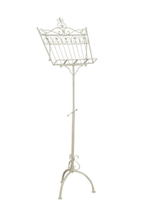 Biscottini Leggio da terra in ferro battuto pieno finitura bianca anticata L46xPR32xH139 cm