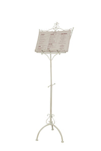 Biscottini Leggio da terra in ferro battuto pieno finitura bianca anticata L46xPR32xH139 cm