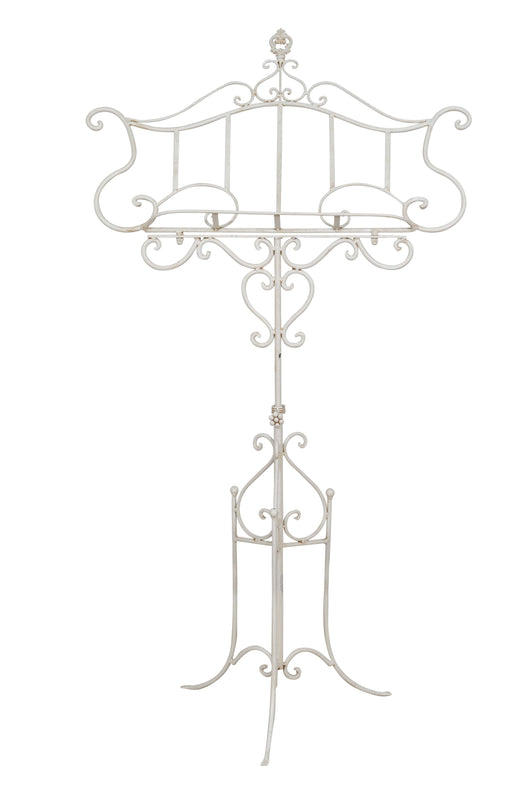 Biscottini Leggio da terra in ferro battuto pieno finitura bianca anticata L85xPR46xH140 cm