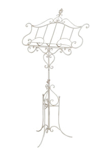 Biscottini Leggio da terra in ferro battuto pieno finitura bianca anticata L85xPR46xH140 cm