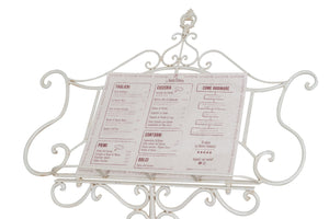 Biscottini Leggio da terra in ferro battuto pieno finitura bianca anticata L85xPR46xH140 cm