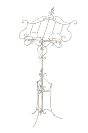 Biscottini Leggio da terra in ferro battuto pieno finitura bianca anticata L85xPR50xH140 cm