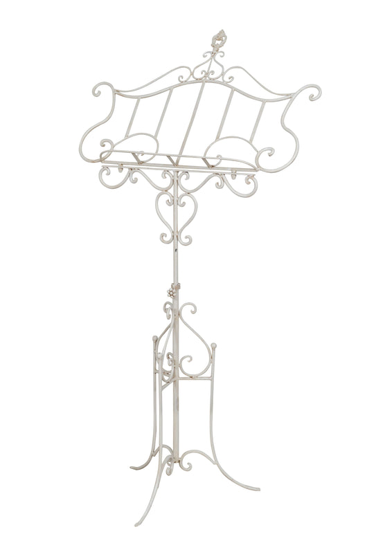 Biscottini Leggio da terra in ferro battuto pieno finitura bianca anticata L85xPR50xH140 cm