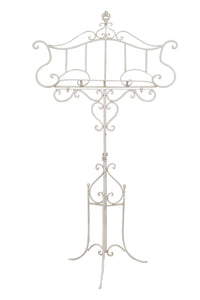 Biscottini Leggio da terra in ferro battuto pieno finitura bianca anticata L85xPR50xH140 cm