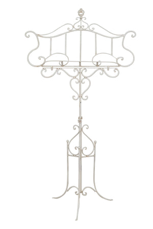 Biscottini Leggio da terra in ferro battuto pieno finitura bianca anticata L85xPR50xH140 cm