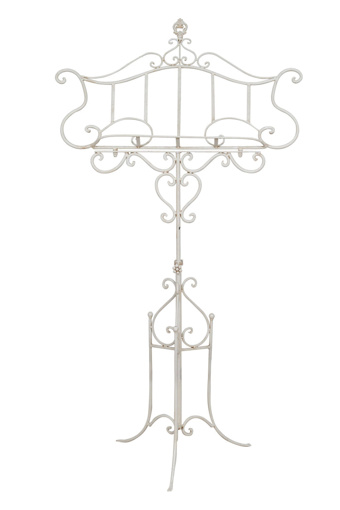 Biscottini Leggio da terra in ferro battuto pieno finitura bianca anticata L85xPR50xH140 cm