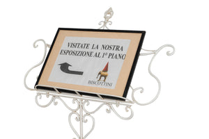 Biscottini Leggio da terra in ferro battuto pieno finitura bianca anticata L85xPR50xH140 cm